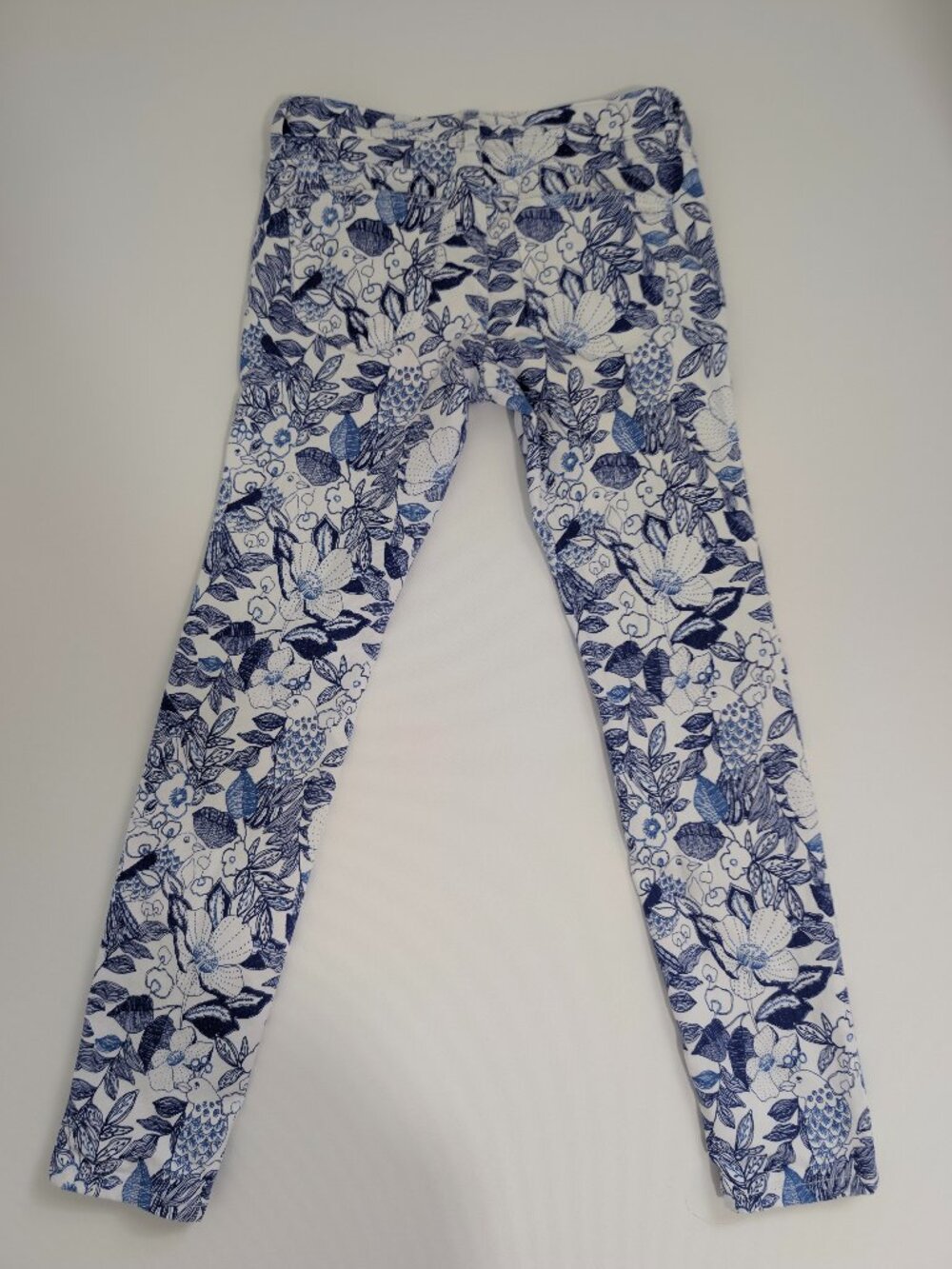Vineyard Vines Women's Blue & White Floral Skinny Pants Mid Rise Pockets